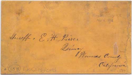 J. P. Wharton's Express in their printed franked envelope used as a paste-up with address side shown on back