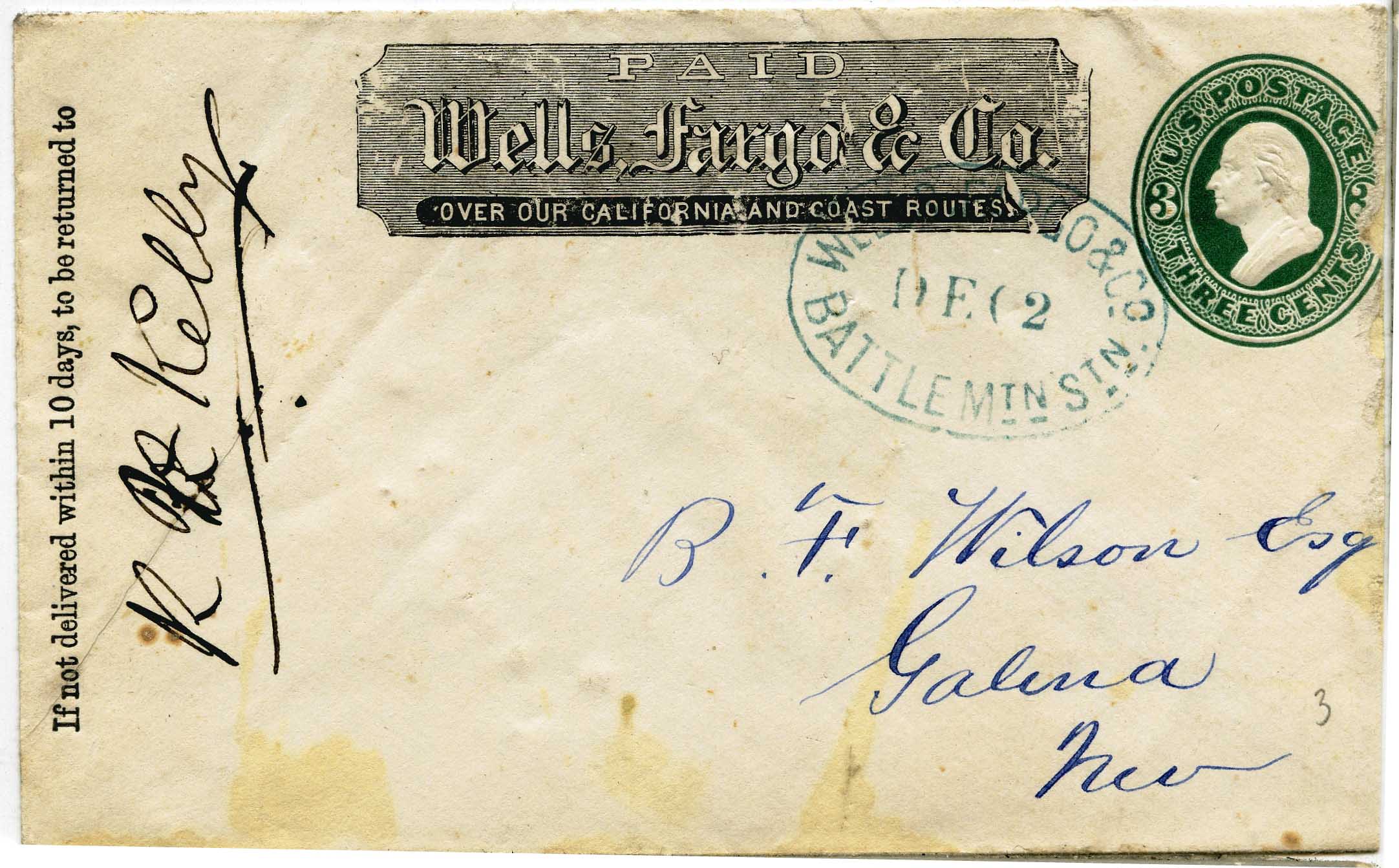 WC10594 BATTLE MTN. STN., NV 11 9,bl U163 Western Cover Society