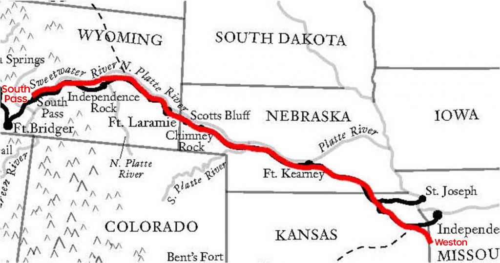 Route between Weston, Missouri and Oskaloosa, Iowa